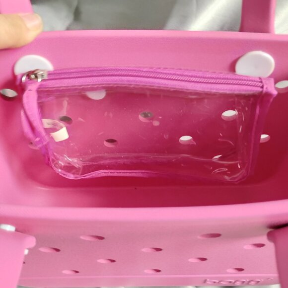 ❤️BOGG BITTY BAG PINK Waterproof Rubber Tote Purse + Clear Zip Wallet - Picture 6 of 7